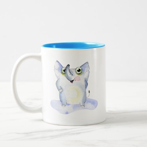 Happy Watercolor Elephant Collectible Two_Tone Coffee Mug