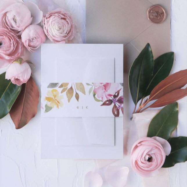 Happy Watercolor Floral Wedding Belly Band (Creator Uploaded)