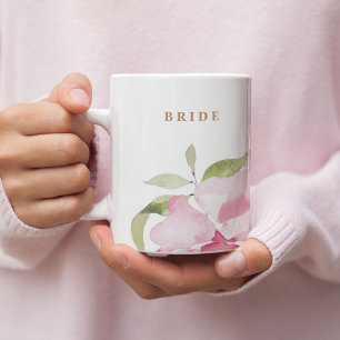 Happy Watercolor Florals Wedding Bride Coffee Mug