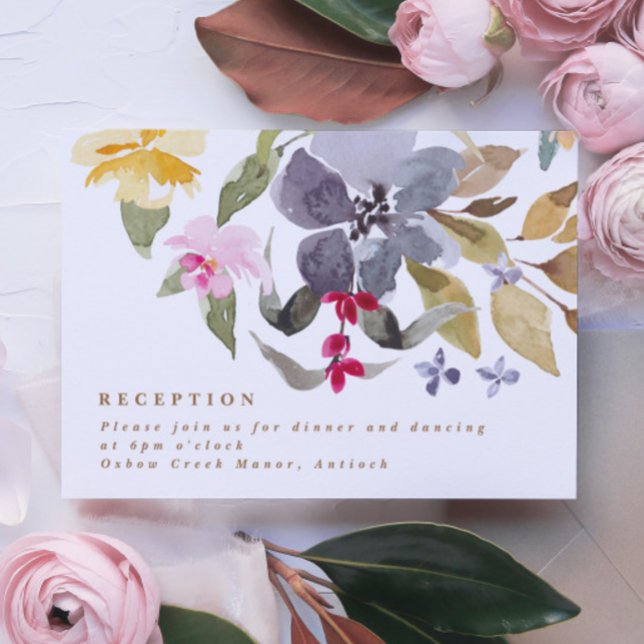 Happy Watercolor Florals Wedding Reception Enclosure Card (Creator Uploaded)
