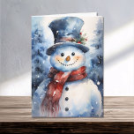 Happy Watercolor Snowman Family Christmas Winter Card<br><div class="desc">Exclusively from designs4days,  our happy snowman family Christmas card. Customize and personalize with your own family name and family member's names.</div>