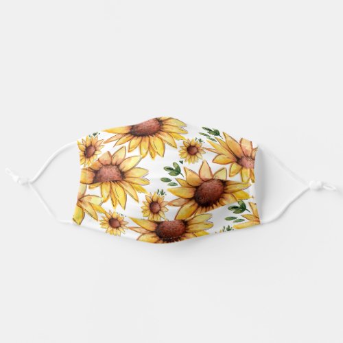Happy Watercolor Sunflower Pattern Adult Cloth Face Mask