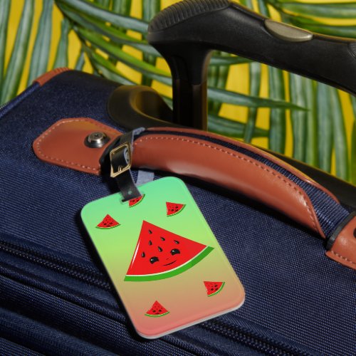 happy watermelon and babies luggage tag