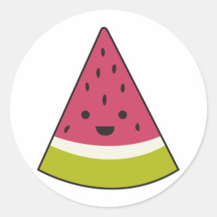 Happy Watermelon Classic Round Sticker