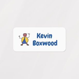 Happy Waving Drawn Character Custom Text Kids' Labels