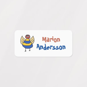 Happy Waving Drawn Character Custom Text Kids' Labels