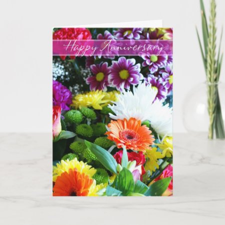 Happy Wedding Anniversary Bouquet Of Flowers Card
