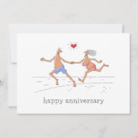 Happy Wedding Anniversary Couple Beach Heart Card
