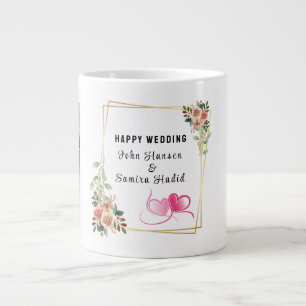 "Happy Wedding" Anniversary Engagement Couple Giant Coffee Mug