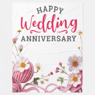 Happy wedding anniversary fleece blanket