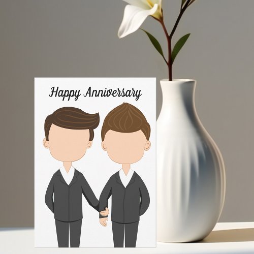 Happy Wedding Anniversary Gay Men Couple Card