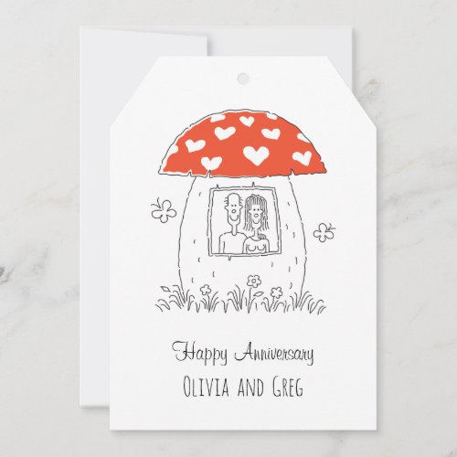 Happy Wedding Anniversary Heart Mushroom Card