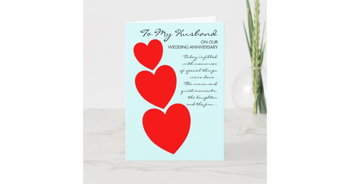 Happy Wedding Anniversary Husband Hearts Card Zazzle Com