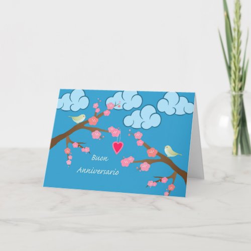 Happy Wedding Anniversary in Italian Spring Bird Card