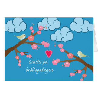 Happy Wedding Anniversary in Swedish, Spring Birds Cards
