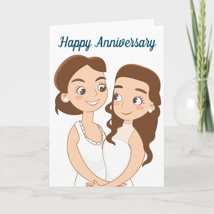 Happy Wedding Anniversary Lesbian Couple Card 