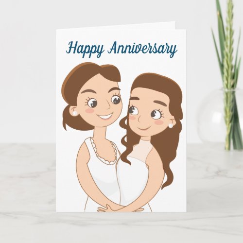 Happy Wedding Anniversary Lesbian Couple Card