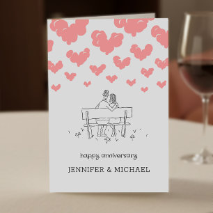 Happy Wedding Anniversary Married Couple Hearts Card