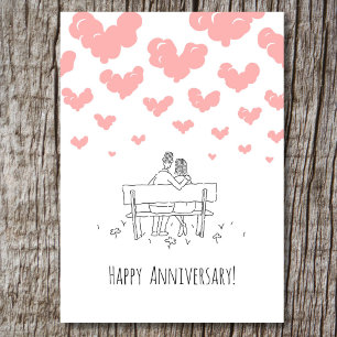 Happy Wedding Anniversary Married Couple Hearts Card