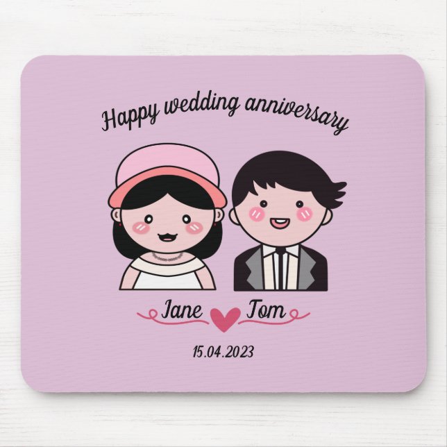 Happy wedding anniversary mouse pad (Front)