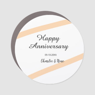 Happy wedding anniversary orange pastel lines name car magnet