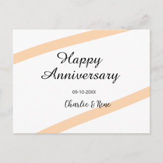 Happy wedding anniversary orange pastel lines name holiday postcard
