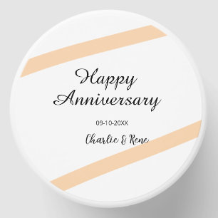 Happy wedding anniversary orange pastel lines name mini candle favors
