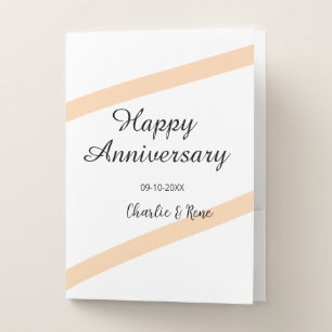 Happy wedding anniversary orange pastel lines name pocket folder
