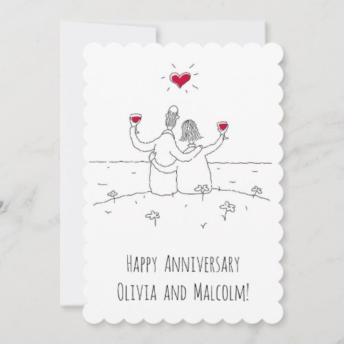 Happy Wedding Anniversary Red Heart Married Card