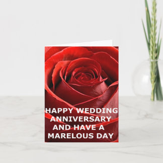 HAPPY  WEDDING ANNIVERSARY RED ROSE CARD