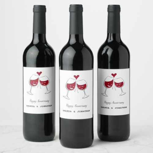 Happy Wedding Anniversary Red Wine Heart