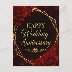 Happy Wedding Anniversary Romantic Heart Postcard