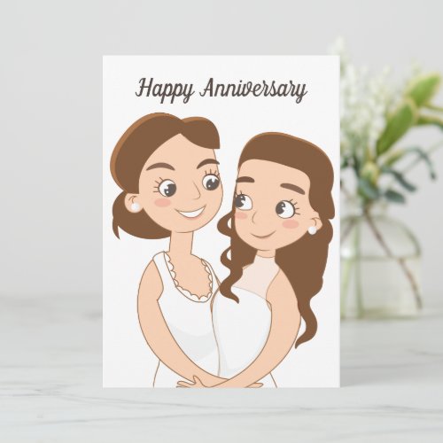Happy Wedding Anniversary Romantic Lesbian Couple Card