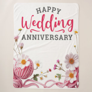 Happy wedding anniversary sherpa blanket