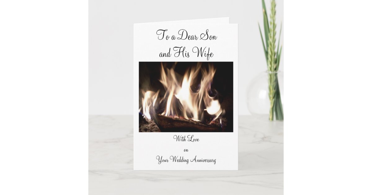 Happy Wedding Anniversary Son And Wife Fire Card Zazzle Com