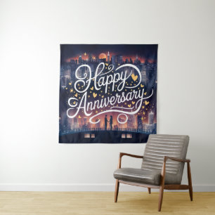 Happy Wedding Anniversary Tapestry