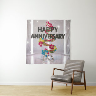 Happy Wedding Anniversary Tapestry
