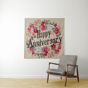Happy Wedding Anniversary Tapestry