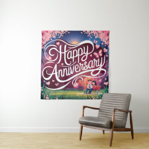 Happy Wedding Anniversary Tapestry