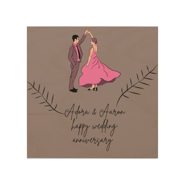 Happy wedding anniversary  wood wall art (Front)