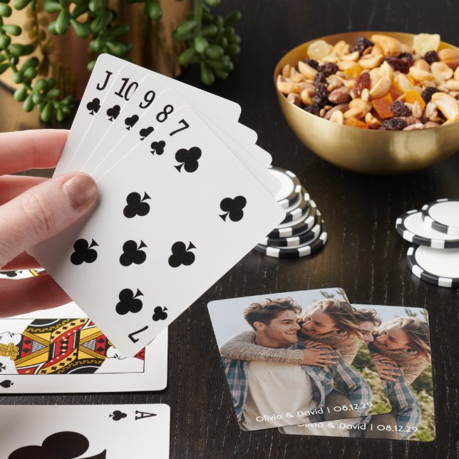 Happy Wedding Couple Photo Poker Cards (In Situ)