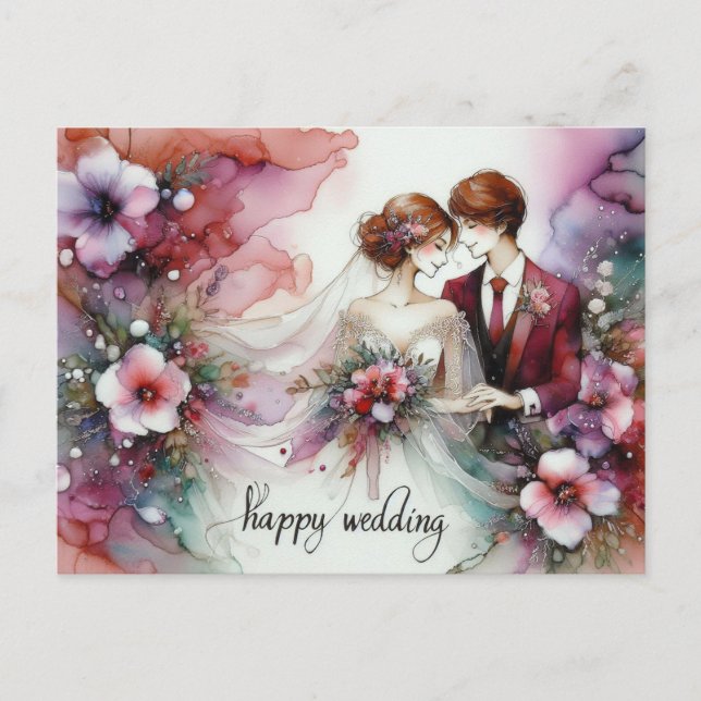 Happy Wedding Day Postcards  (Front)