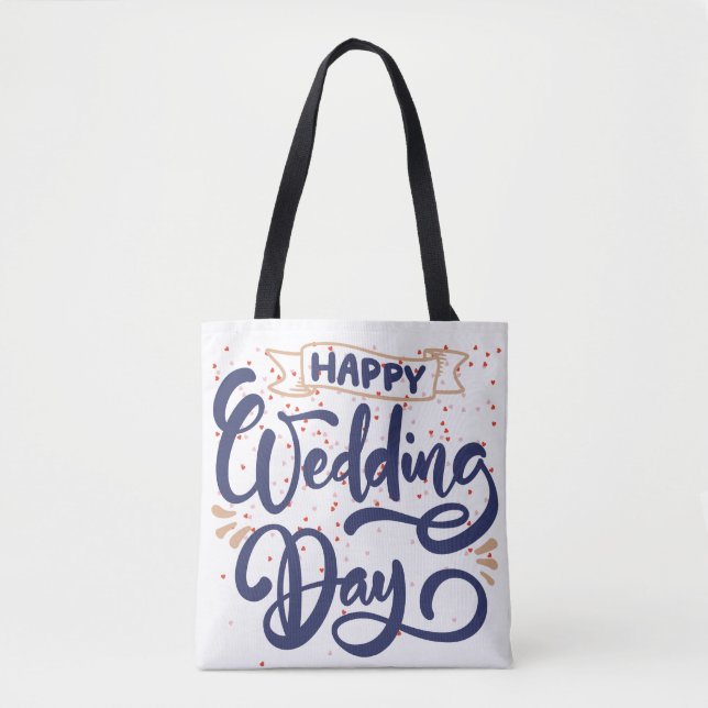 Happy Wedding Day Tote Bag – Romantic Gift  (Front)