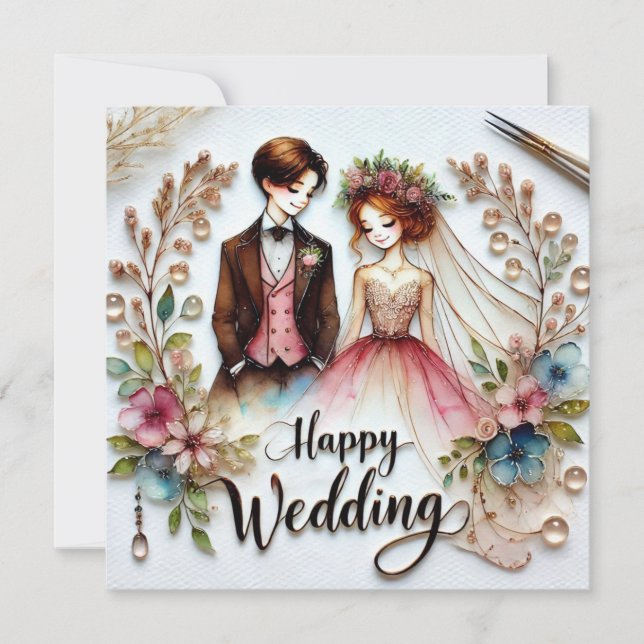 Happy Wedding Greeting Love Cards  (Front)