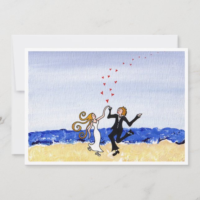 "happy wedding" on the beach blank greeting card (Front)