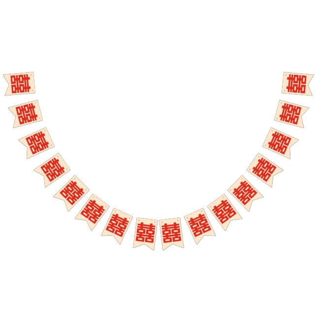 Happy Wedding Red Double Happiness Bunting Flags (All)