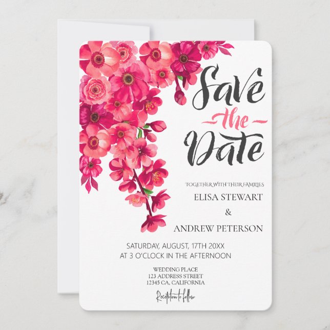 Happy Wedding Romantic Floral Wedding Invitation (Front)
