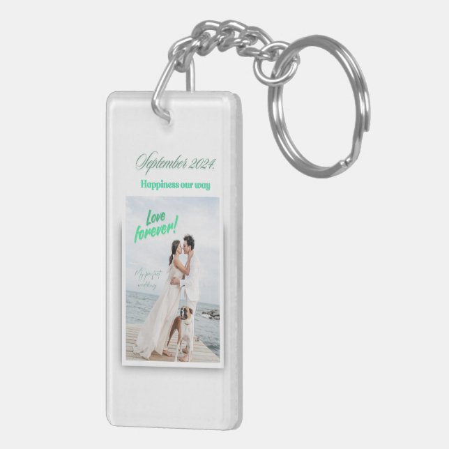 Happy Wedding Vision Board Acrylic Keychain (Back Right)