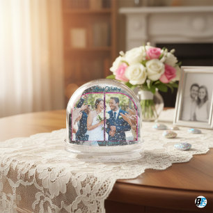 Happy Wedding With Wedding Photo Classic Snow Globe