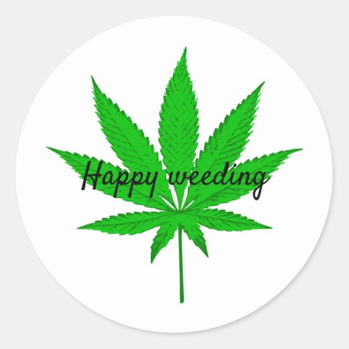 Happy weeding Wedding pun Classic Round Sticker